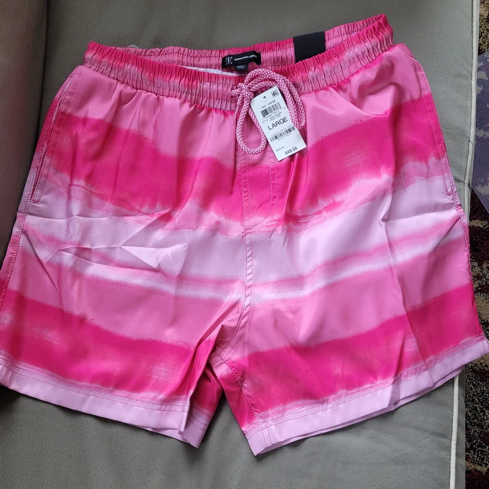 INC International Concepts Swim Trunks Coral Ombre Quick Dry Lined Size …